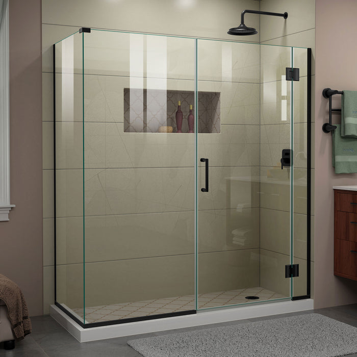 DreamLine E12830534-09 Unidoor-X 64 1/2"W x 34 3/8"D x 72"H Frameless Hinged Shower Enclosure in Satin Black