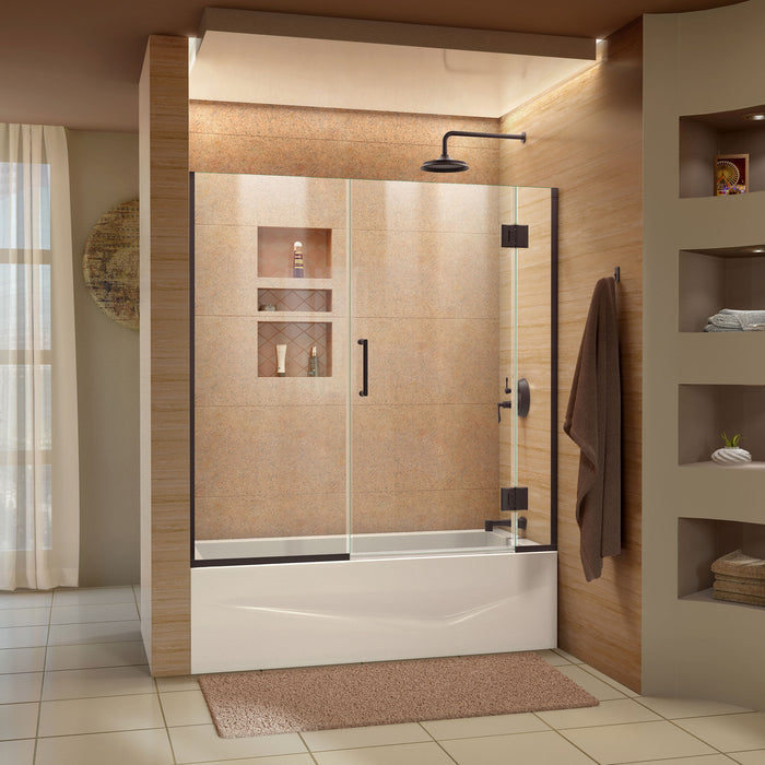DreamLine D58580-06 Unidoor-X 58-58 1/2"W x 58"H Frameless Hinged Tub Door in Oil Rubbed Bronze