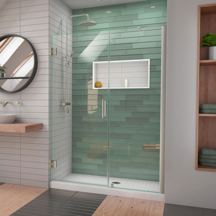 DreamLine SHDR-2053722-04 Unidoor-LS 53-54"W x 72"H Frameless Hinged Shower Door in Brushed Nickel