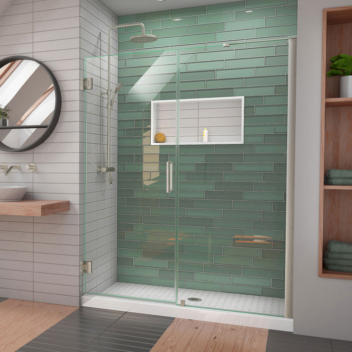 DreamLine SHDR-2058722-04 Unidoor-LS 58-59"W x 72"H Frameless Hinged Shower Door with L-Bar in Brushed Nickel