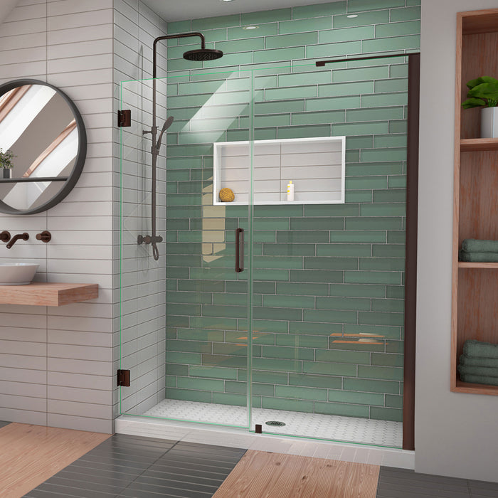 DreamLine SHDR-2060722-06 Unidoor-LS 60-61"W x 72"H Frameless Hinged Shower Door with L-Bar in Oil Rubbed Bronze