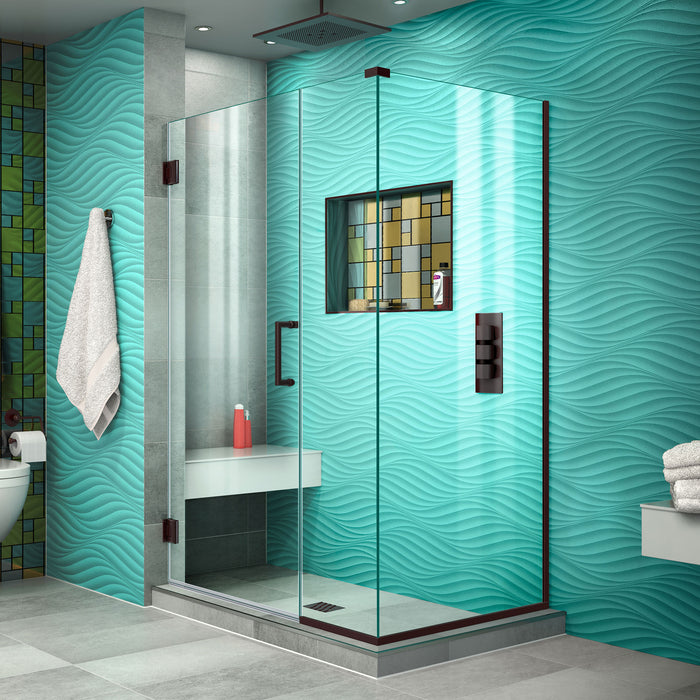 DreamLine SHEN-24430300-06 Unidoor Plus 43"W x 30 3/8"D x 72"H Frameless Hinged Shower Enclosure in Oil Rubbed Bronze
