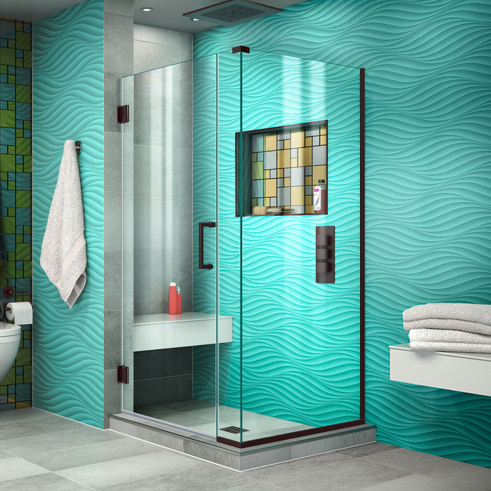 DreamLine SHEN-24355340-06 Unidoor Plus 35 1/2"W x 34 3/8"D x 72"H Frameless Hinged Shower Enclosure in Oil Rubbed Bronze