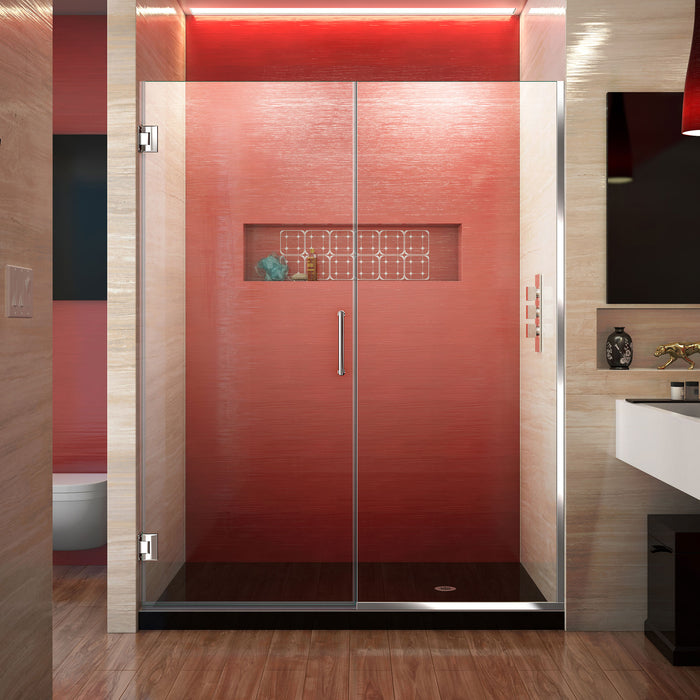 DreamLine SHDR-245457210-01 Unidoor Plus 54 1/2 - 55"W x 72"H Frameless Hinged Shower Door in Chrome