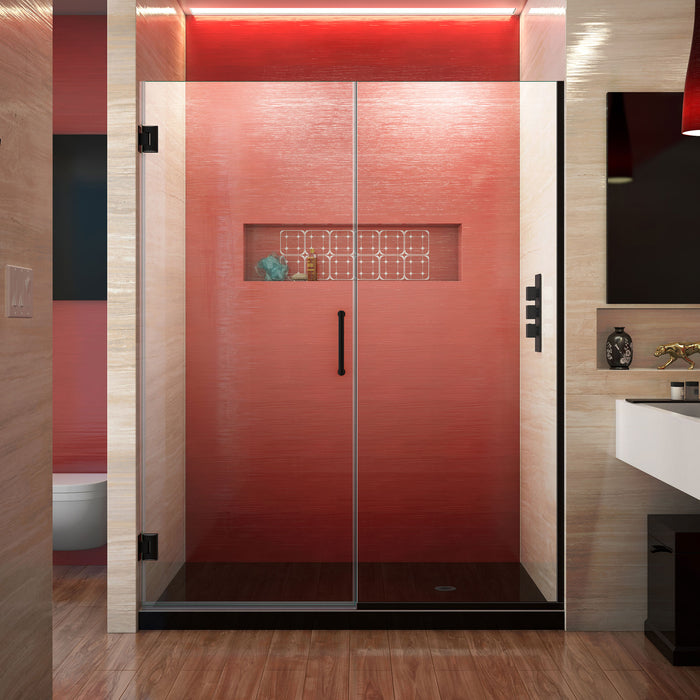 DreamLine SHDR-245807210-09 Unidoor Plus 58-58 1/2"W x 72"H Frameless Hinged Shower Door in Satin Black