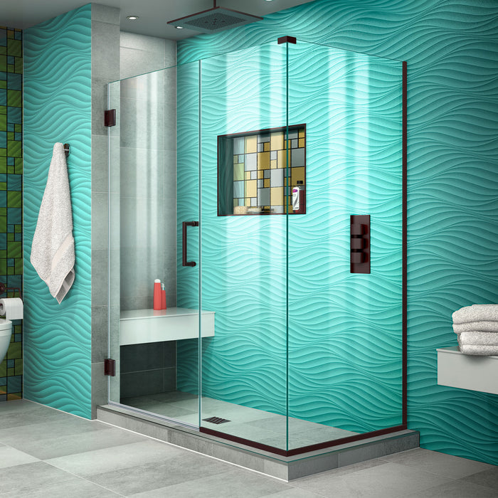 DreamLine SHEN-24450300-06 Unidoor Plus 45"W x 30 3/8"D x 72"H Frameless Hinged Shower Enclosure in Oil Rubbed Bronze