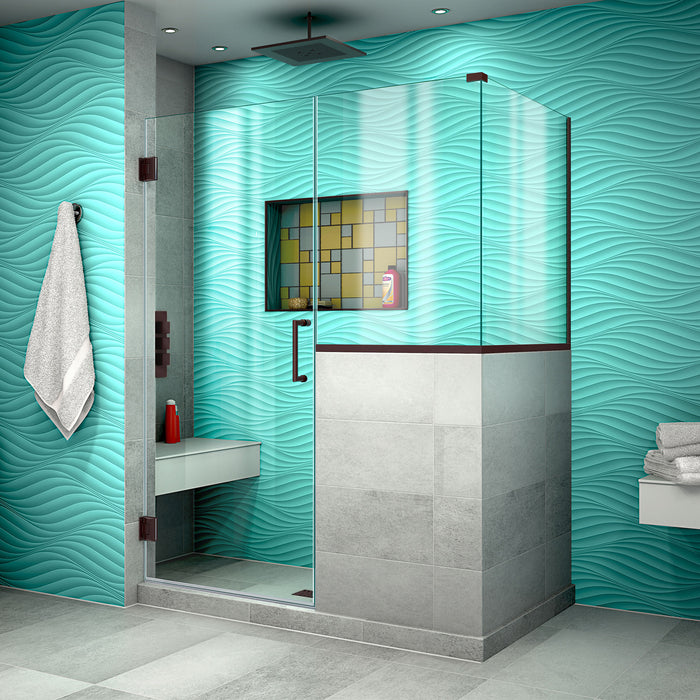 DreamLine SHEN-2424243636-06 Unidoor Plus 48"W x 36 3/8"D x 72"H Frameless Hinged Shower Enclosure in Oil Rubbed Bronze