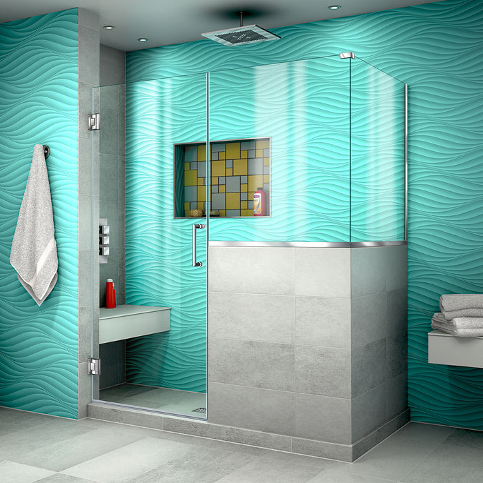 DreamLine SHEN-2424303430-01 Unidoor Plus 54"W x 30 3/8"D x 72"H Frameless Hinged Shower Enclosure in Chrome