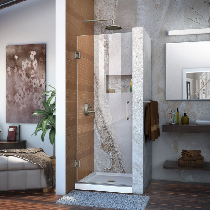 DreamLine SHDR-20247210F-04 Unidoor 24"W x 72"H Frameless Hinged Shower Door in Brushed Nickel