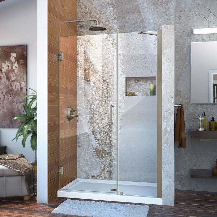 DreamLine SHDR-20447210-04 Unidoor 44-45"W x 72"H Frameless Hinged Shower Door with Support Arm in Brushed Nickel - Bath4All