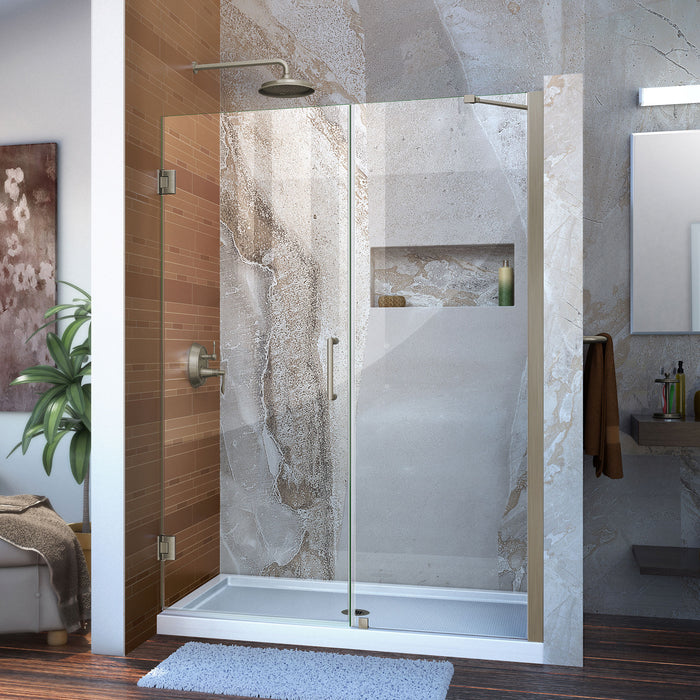 DreamLine SHDR-20477210C-04 Unidoor 47-48"W x 72"H Frameless Hinged Shower Door with Support Arm in Brushed Nickel