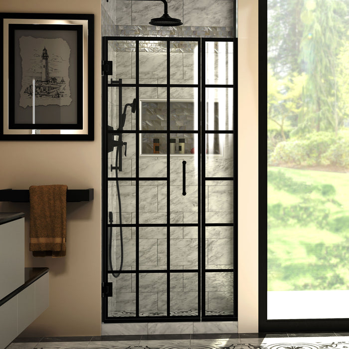 DreamLine SHDR-2434720-89 Unidoor Toulon 34-34 1/2"W x 72"H Frameless Hinged Shower Door in Satin Black