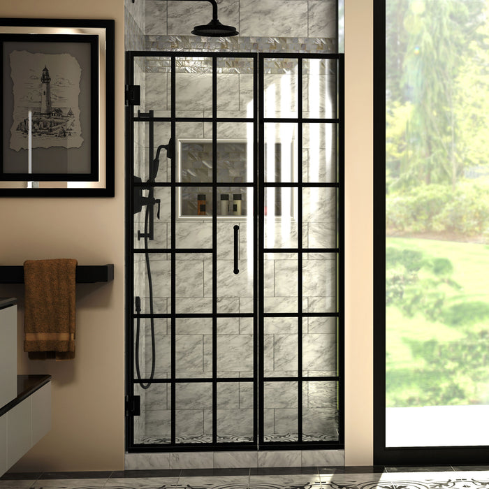 DreamLine SHDR-2440720-89 Unidoor Toulon 40-40 1/2"W x 72"H Frameless Hinged Shower Door in Satin Black
