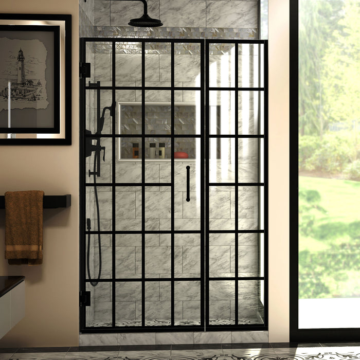 DreamLine SHDR-2446720-89 Unidoor Toulon 46-46 1/2"W x 72"H Frameless Hinged Shower Door in Satin Black