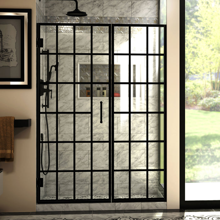 DreamLine SHDR-2452720-89 Unidoor Toulon 52-52 1/2"W x 72"H Frameless Hinged Shower Door in Satin Black
