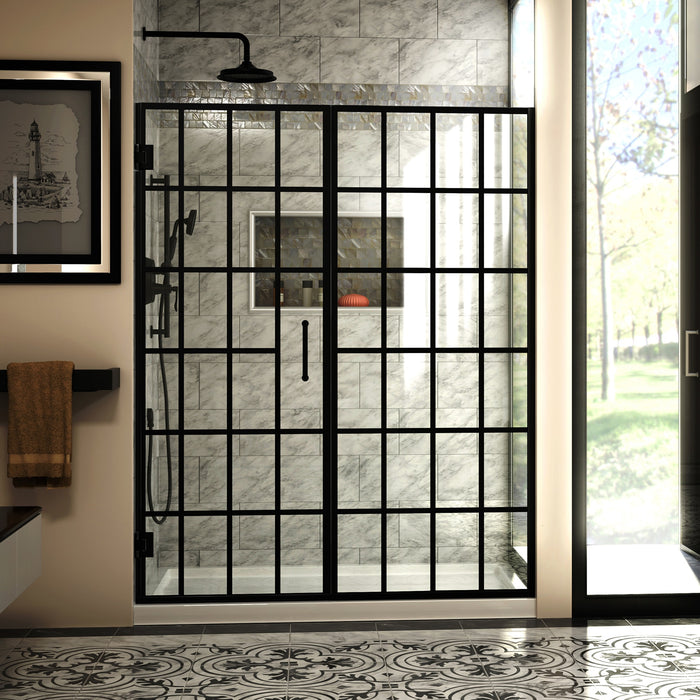 DreamLine SHDR-2458720-89 Unidoor Toulon 58-58 1/2"W x 72"H Frameless Hinged Shower Door in Satin Black