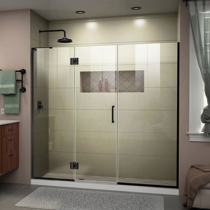 DreamLine D32714572L-09 Unidoor-X 65 1/2-66"W x 72"H Frameless Hinged Shower Door in Satin Black