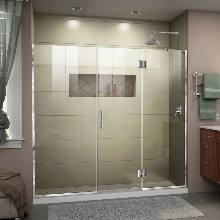 DreamLine D32914572R-01 Unidoor-X 67 1/2-68"W x 72"H Frameless Hinged Shower Door in Chrome