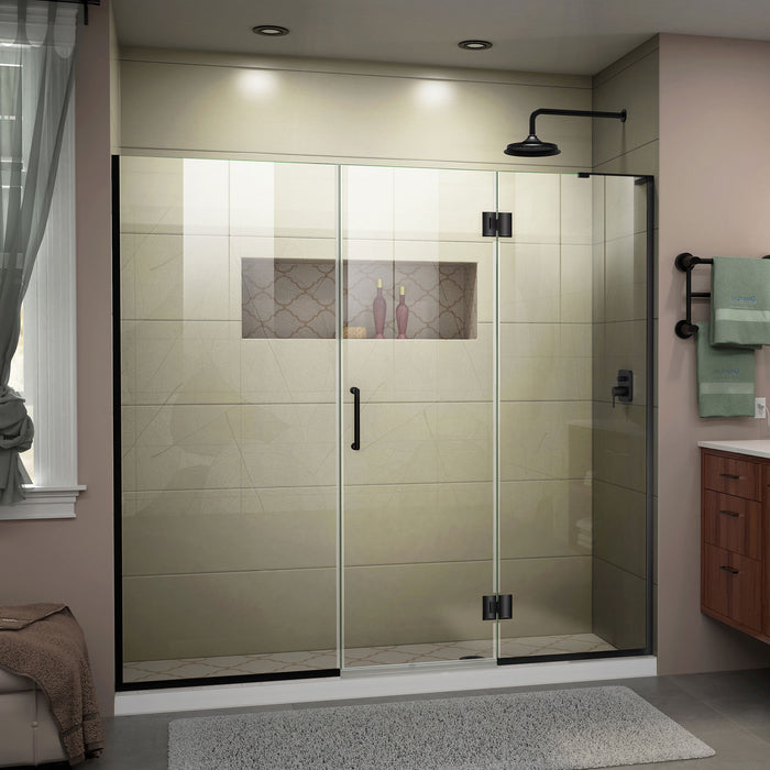 DreamLine D3231472R-09 Unidoor-X 61-61 1/2"W x 72"H Frameless Hinged Shower Door in Satin Black