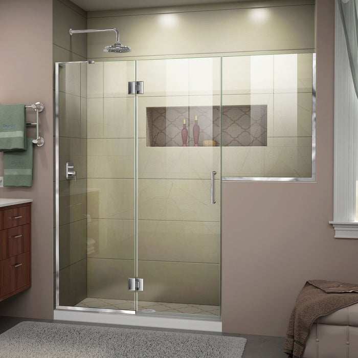 DreamLine D3242434L-01 Unidoor-X 72-72 1/2"W x 72"H Frameless Hinged Shower Door in Chrome