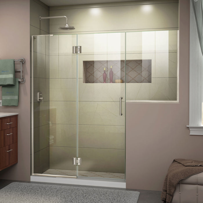DreamLine D3232434L-04 Unidoor-X 71-71 1/2"W x 72"H Frameless Hinged Shower Door in Brushed Nickel