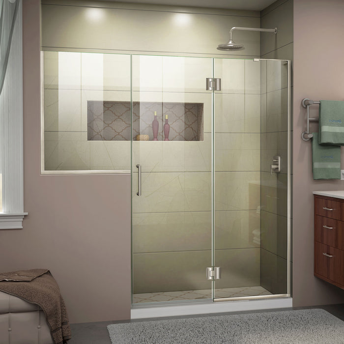 DreamLine D3232436R-04 Unidoor-X 71-71 1/2"W x 72"H Frameless Hinged Shower Door in Brushed Nickel