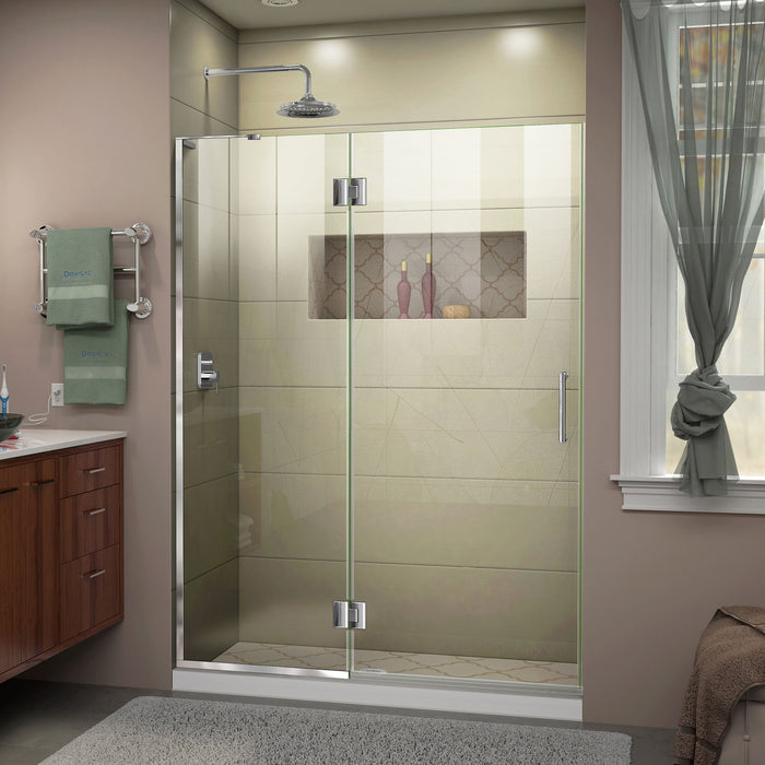 DreamLine D32872L-01 Unidoor-X 52"W x 72"H Frameless Hinged Shower Door in Chrome