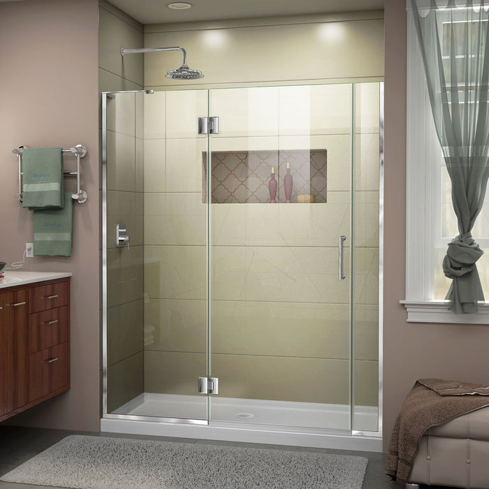 DreamLine D3270672L-01 Unidoor-X 57-57 1/2"W x 72"H Frameless Hinged Shower Door in Chrome