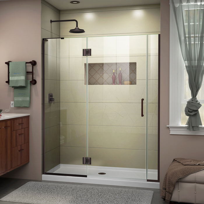 DreamLine D32706572L-06 Unidoor-X 57 1/2-58"W x 72"H Frameless Hinged Shower Door in Oil Rubbed Bronze