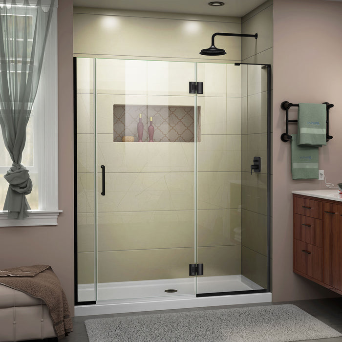 DreamLine D33006572R-09 Unidoor-X 60 1/2-61"W x 72"H Frameless Hinged Shower Door in Satin Black