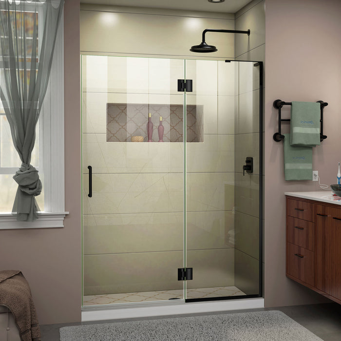 DreamLine D32872R-09 Unidoor-X 52"W x 72"H Frameless Hinged Shower Door in Satin Black