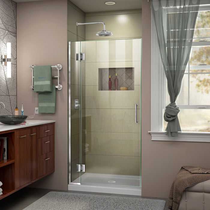 DreamLine D12372-01 Unidoor-X 29"W x 72"H Frameless Hinged Shower Door in Chrome