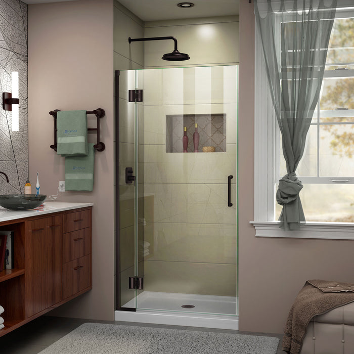 DreamLine D12372-06 Unidoor-X 29"W x 72"H Frameless Hinged Shower Door in Oil Rubbed Bronze