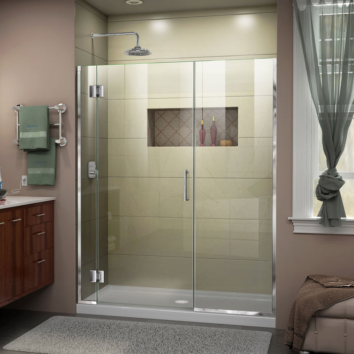 DreamLine D1252272-01 Unidoor-X 53-53 1/2"W x 72"H Frameless Hinged Shower Door in Chrome