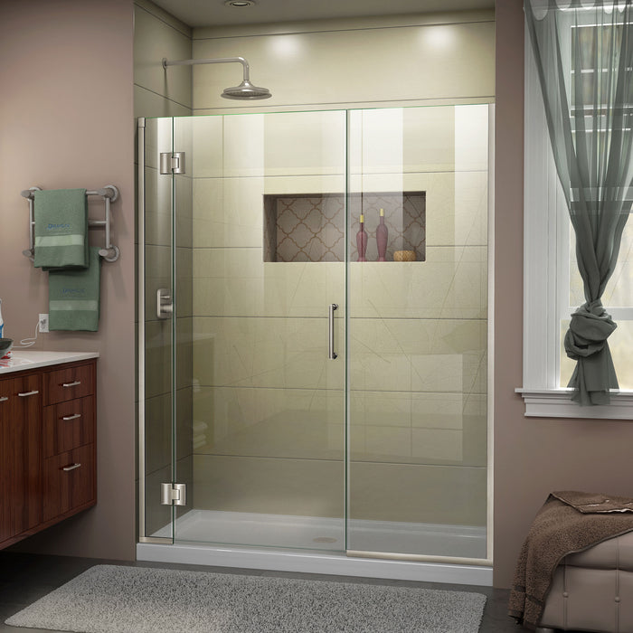 DreamLine D12814572-04 Unidoor-X 48 1/2-49"W x 72"H Frameless Hinged Shower Door in Brushed Nickel