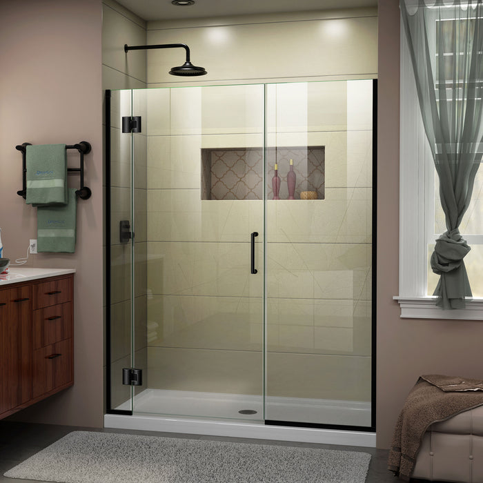 DreamLine D1232272-09 Unidoor-X 51-51 1/2"W x 72"H Frameless Hinged Shower Door in Satin Black