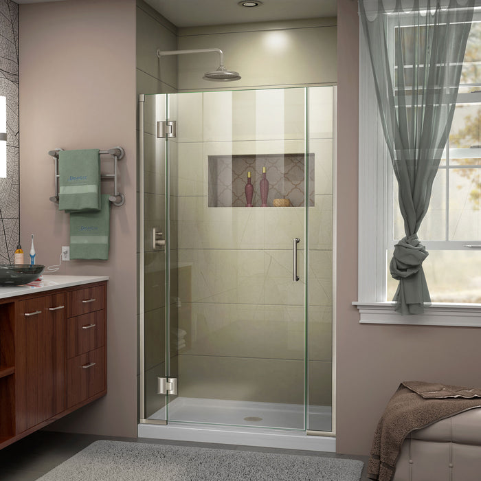 DreamLine D1230672-04 Unidoor-X 35-35 1/2"W x 72"H Frameless Hinged Shower Door in Brushed Nickel