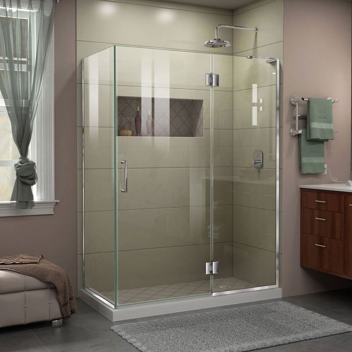 DreamLine E32330R-01 Unidoor-X 47 3/8"W x 30"D x 72"H Frameless Hinged Shower Enclosure in Chrome