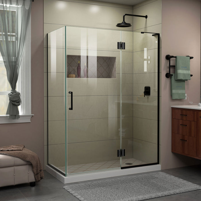 DreamLine E32334R-09 Unidoor-X 47 3/8"W x 34"D x 72"H Frameless Hinged Shower Enclosure in Satin Black