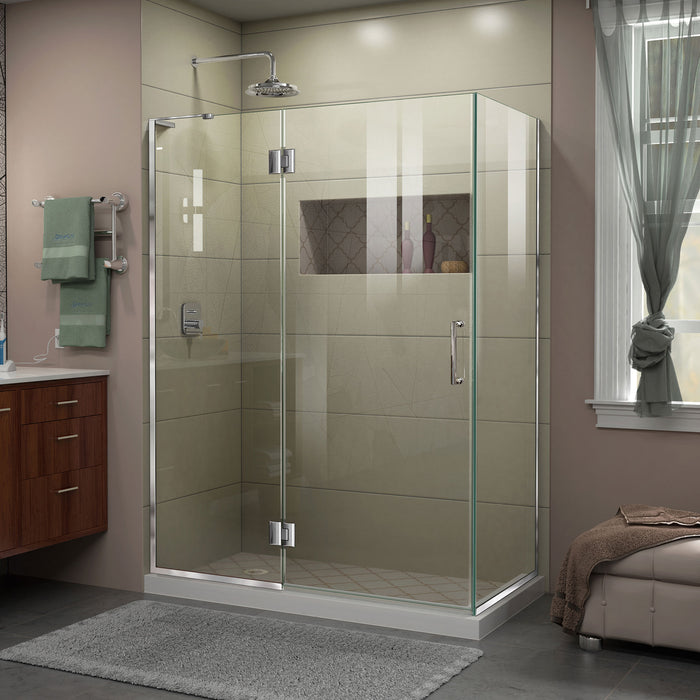 DreamLine E32330L-01 Unidoor-X 47 3/8"W x 30"D x 72"H Frameless Hinged Shower Enclosure in Chrome