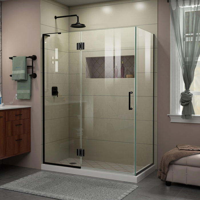 DreamLine E32430L-09 Unidoor-X 48 3/8"W x 30"D x 72"H Frameless Hinged Shower Enclosure in Satin Black