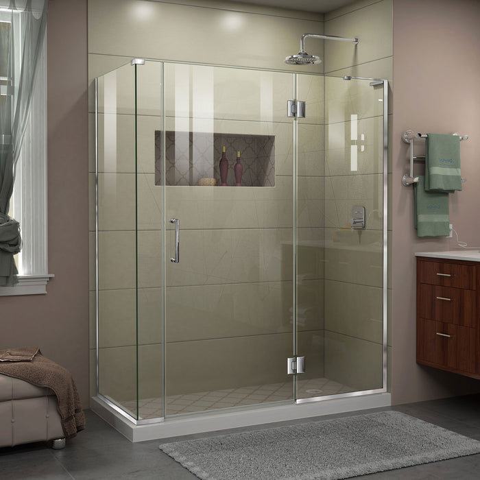 DreamLine E32706530R-01 Unidoor-X 57 1/2"W x 30 3/8"D x 72"H Frameless Hinged Shower Enclosure in Chrome