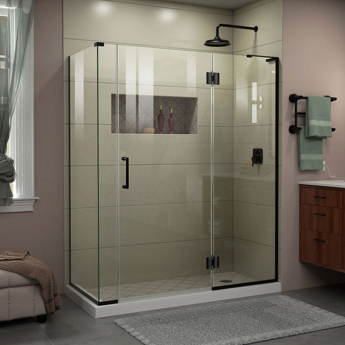 DreamLine E3270630R-09 Unidoor-X 57"W x 30 3/8"D x 72"H Frameless Hinged Shower Enclosure in Satin Black