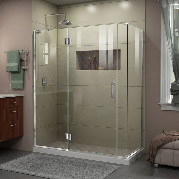 DreamLine E3270634L-01 Unidoor-X 57"W x 34 3/8"D x 72"H Frameless Hinged Shower Enclosure in Chrome