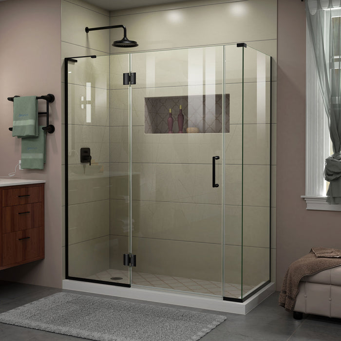 DreamLine E3270630L-09 Unidoor-X 57"W x 30 3/8"D x 72"H Frameless Hinged Shower Enclosure in Satin Black