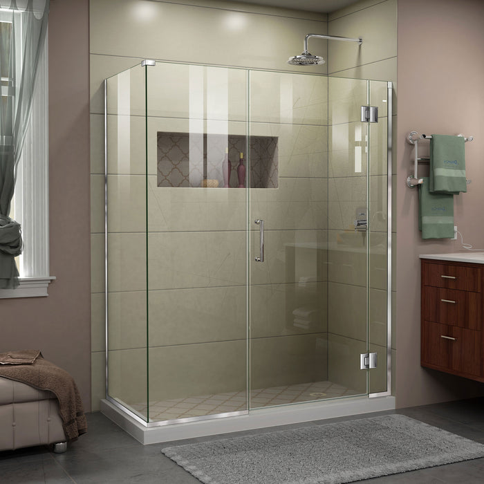 DreamLine E1261430-01 Unidoor-X 46"W x 30 3/8"D x 72"H Frameless Hinged Shower Enclosure in Chrome
