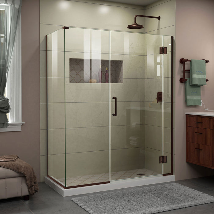 DreamLine E12330534-06 Unidoor-X 59 1/2"W x 34 3/8"D x 72"H Frameless Hinged Shower Enclosure in Oil Rubbed Bronze