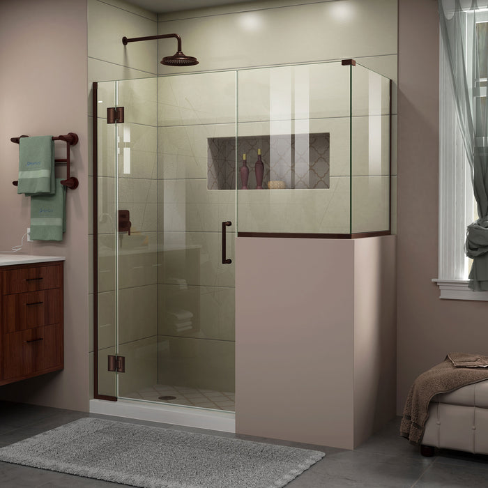 DreamLine E123303436-06 Unidoor-X 59"W x 36 3/8"D x 72"H Frameless Hinged Shower Enclosure in Oil Rubbed Bronze