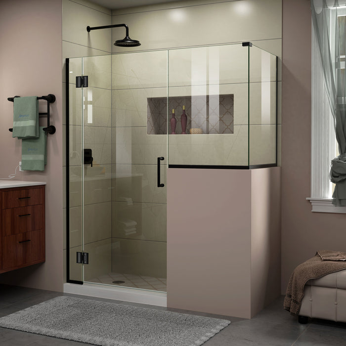 DreamLine E123303430-09 Unidoor-X 59"W x 30 3/8"D x 72"H Frameless Hinged Shower Enclosure in Satin Black