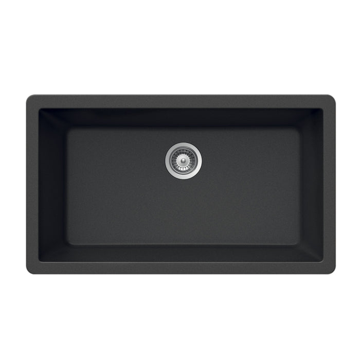 Houzer V-300U MIDNITE Quartztone 33" Midnite Granite Composite Undermount Single Bowl Kitchen Sink
